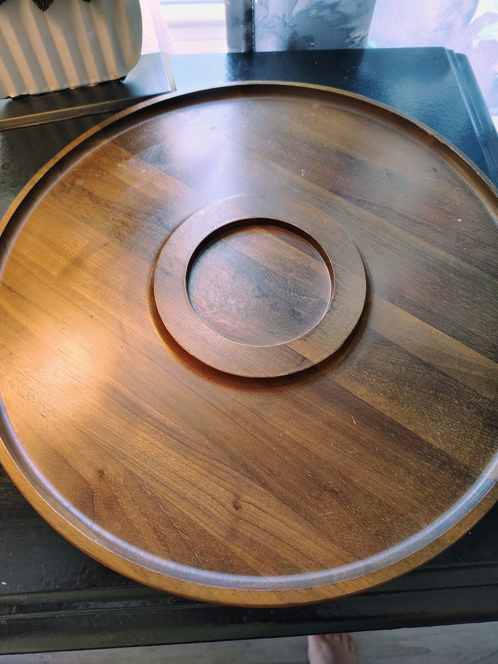 Vintage Authentic Vermillion Real Walnut Serving Platter